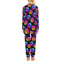 Hex Pulse Combo Black Women's All Over Print Pajama Set with Trouser Opening