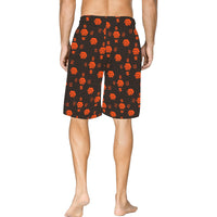 5555 Orange All Over Print Basketball Shorts With Pockets