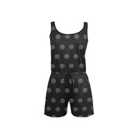 Hex Black & Grey Women's All Over Print Sleeveless Short Jumpsuit