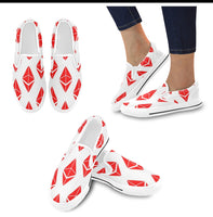 Ethereums Red Slip-on Canvas Women's Shoes - Crypto Wearz