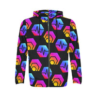 Hex Pulse Combo Black Men's All Over Print Full Zip Hoodie