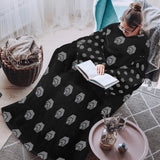 Hex Grey Black Blanket Robe with Sleeves for Adults