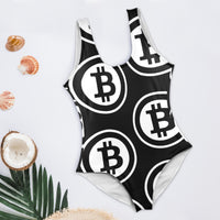 Bitcoin Black Women's Low Back One Piece Swimsuit
