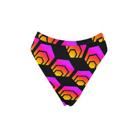 Hex Black High-Waisted High-Cut Bikini Bottom