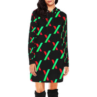 PulseX Black Women's All Over Print Hoodie Mini Dress