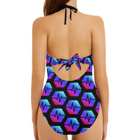 Pulse Black Backless Bow Hollow Out Swimsuit