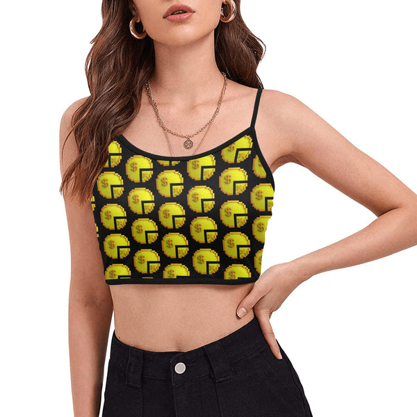 Time 3D 2 BLK Women's Spaghetti Strap Crop Top