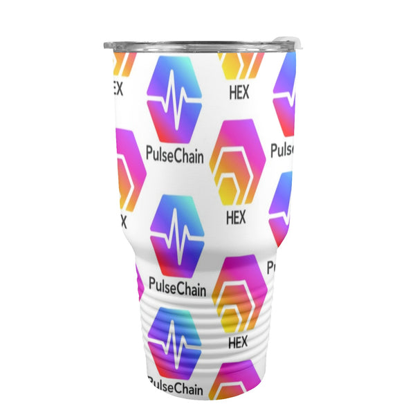 Hex Pulse TEXT Insulated Stainless Steel Tumbler (30oz ）