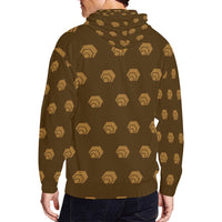 Hex Brown & Tan Men's All Over Print Full Zip Hoodie