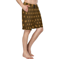 Hex Brown & Tan Men's All Over Print Casual Shorts