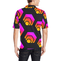 Hex Black Tapered Men's All Over Print Polo Shirt