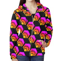 Hex Black Women's All Over Print Full Zip Hoodie