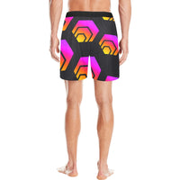 Hex Black Tapered Men's Mid-Length Pajama Shorts