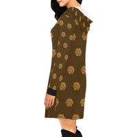 Hex Brown & Tan Women's All Over Print Hoodie Mini Dress