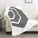 Hex Grey Logo Pom Pom Fringe Blanket 60"x80"