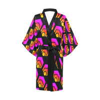 Hex Black Women's Short Kimono Robe