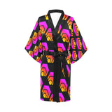 Hex Black Women's Short Kimono Robe
