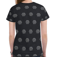 Hex Black & Grey Women's All Over Print Mesh Cloth T-shirt