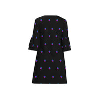 Pulse Small Black Half Sleeves V-Neck Mini Dress
