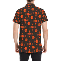 5555 Orange Men's All Over Print Button Down Short Sleeve Shirt