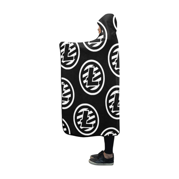 Litecoins Black Hooded Blanket 60"x50"