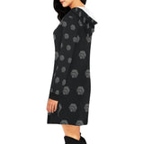 Hex Black & Grey Women's All Over Print Hoodie Mini Dress