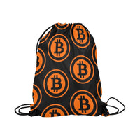 Bitcoin Black & Orange Drawstring Bag (Large)