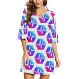 Pulse Half Sleeves V-Neck Mini Dress