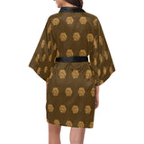 Hex Brown & Tan Women's Short Kimono Robe
