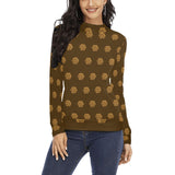 Hex Brown & Tan Women's All Over Print Mock Neck Sweater