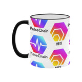 Hex Pulse TEXT Custom Ceramic Mug With Colored Rim and Handle (11oz)