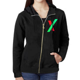 PulseX Logo Black Women's All Over Print Full Zip Hoodie