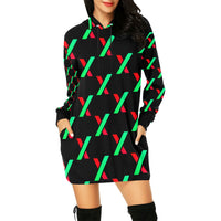 PulseX Black Women's All Over Print Hoodie Mini Dress