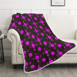 5555 Pink Pom Pom Fringe Blanket 60"x80"