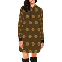 Hex Brown & Tan Women's All Over Print Hoodie Mini Dress