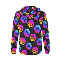 Hex Pulse Combo Black Women's All Over Print Full Zip Hoodie