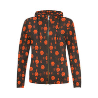 5555 Orange Women's All Over Print Full Zip Hoodie