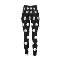 Hex White Black All Over Print High Waist Leggings with Pockets