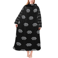 Hex Grey Black Blanket Robe with Sleeves for Adults