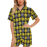 IM ALL 3 BLK Women's V-Neck Short Pajama Set