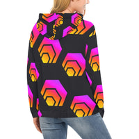 Hex Black Tapered Women's All Over Print Hoodie
