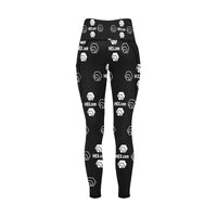 Hex Dot Com White All Over Print High Waist Leggings with Pockets