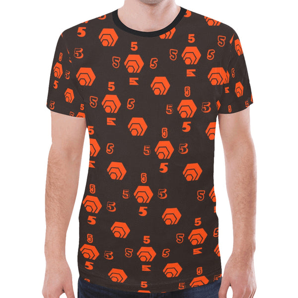 5555 Orange Men's All Over Print Mesh T-shirt