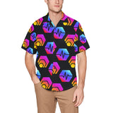 Hex Pulse Combo Black Men's All Over Print Hawaiian Shirt With Chest Pocket