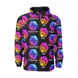 Hex Pulse TEXT Black Men's All Over Print Quilted Windbreaker