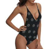 Hex Black & Grey Women's Lacing Backless One-Piece Swimsuit