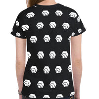 Hex White Black Women's All Over Print Mesh Cloth T-shirt