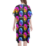 Hex Pulse TEXT Black Mid-Length Side Slits Chiffon Cover Up