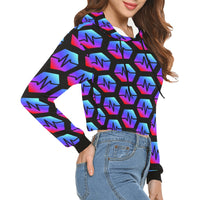 Pulse Black Women's All Over Print Cropped Hoodie