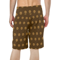 Hex Brown & Tan Men's All Over Print Beach Shorts